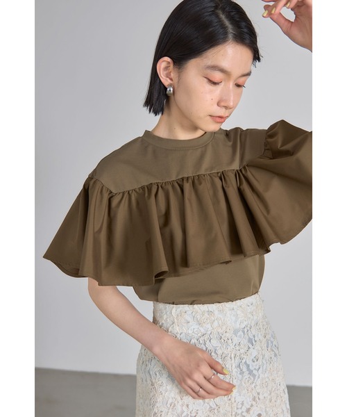tシャツ 2WAYフリルドッキングカットソー レディース ROSE BUD（ローズバッド）の「2WAYフリルドッキングカットソー