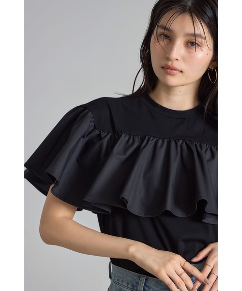 tシャツ 2WAYフリルドッキングカットソー レディース ROSE BUD（ローズバッド）の「2WAYフリルドッキングカットソー