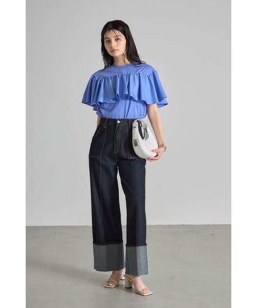tシャツ 2WAYフリルドッキングカットソー レディース ROSE BUD（ローズバッド）の「2WAYフリルドッキングカットソー