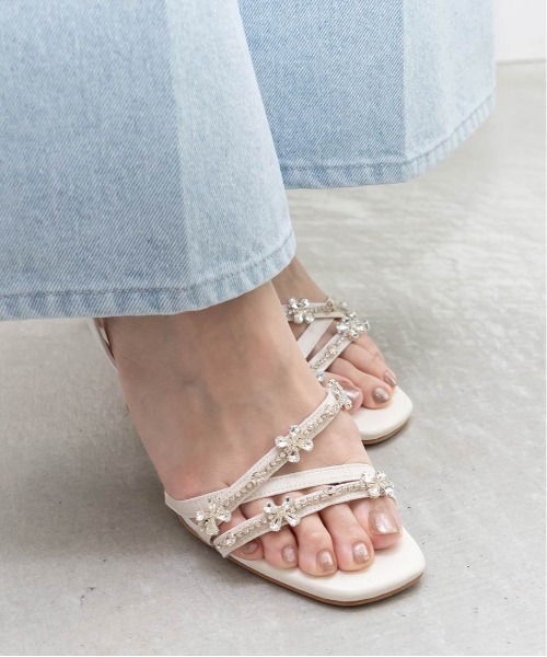 RANDA（ランダ） サンダル ビジューヒールアップサンダル レディース