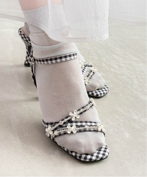 RANDA（ランダ） サンダル ビジューヒールアップサンダル レディース