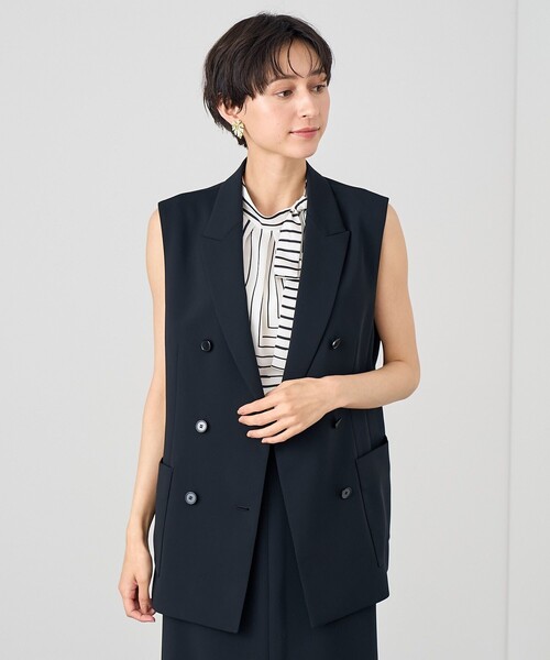 ベスト ジレ 「セットアップ対応商品」パウダリーピークドラペルダブルジレ レディース ANAYI ベスト ジレ 「セットアップ対応商品」パウダリーピークド