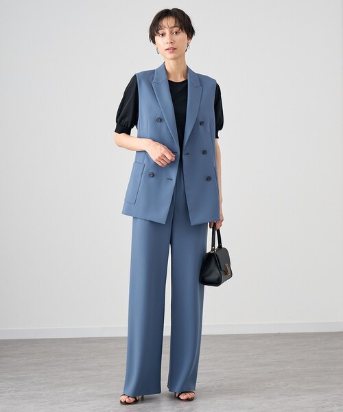 ベスト ジレ 「セットアップ対応商品」パウダリーピークドラペルダブルジレ レディース ANAYI ベスト ジレ 「セットアップ対応商品」パウダリーピークド