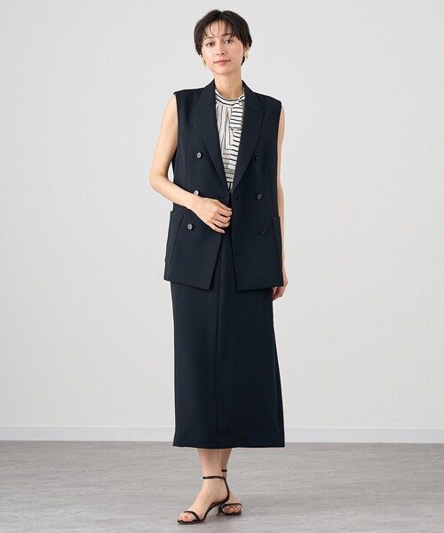 ベスト ジレ 「セットアップ対応商品」パウダリーピークドラペルダブルジレ レディース ANAYI ベスト ジレ 「セットアップ対応商品」パウダリーピークド