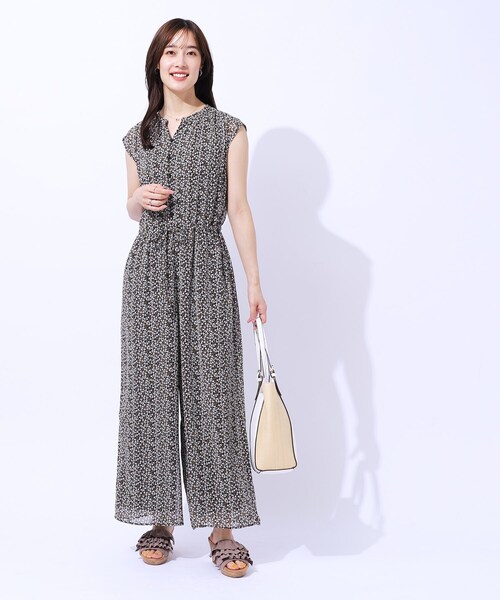 ブランド品質レディース　高級ワンピースオールインワン トップスと花柄パンツ 春夏 Lace Ladies パンツドレス 花柄レースオールインワン・パンツ