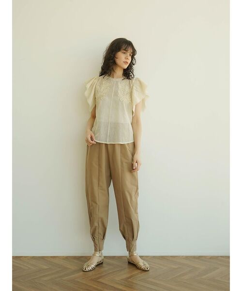 ブラウス シャツ Front button embroidery tulle blouse レディース セール】Front button embroidery tulle blouse（シャツ