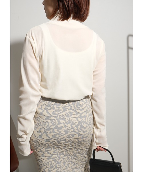 palm RICHE tシャツ チュールフロッキーTOPS レディース