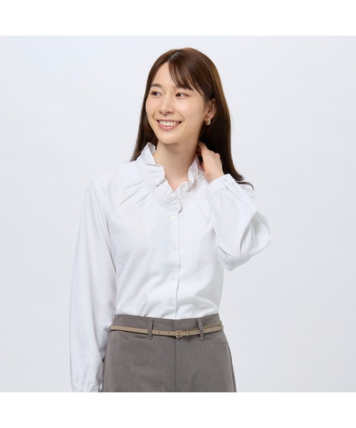 BRICK HOUSE by TOKYO SHIRT ブラウス シャツ COFREX Vネックフリル