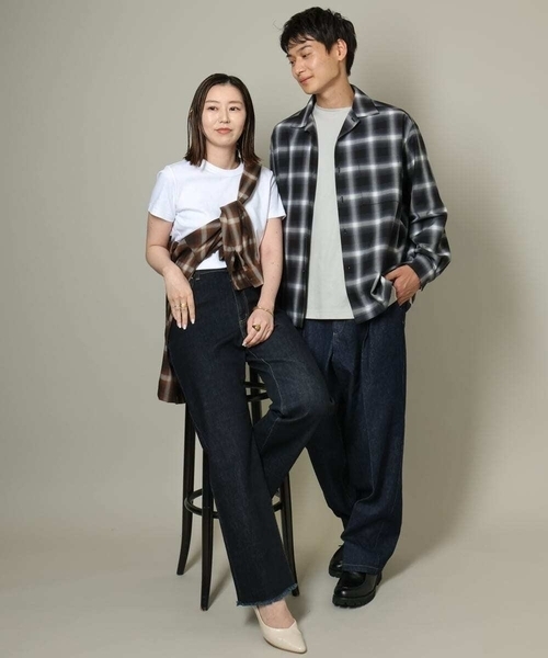 オンブレ　シャツ エイトジー】長袖オンブレチェックシャツ OMBRE CHECK SHIRT