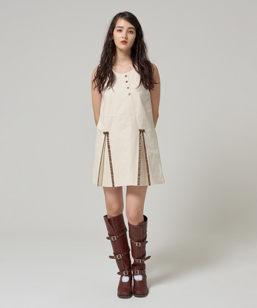 tinajojun リボンプリーツミニ丈ワンピース TINA：JOJUN ワンピース リボンプリーツ ミニ丈ワンピース