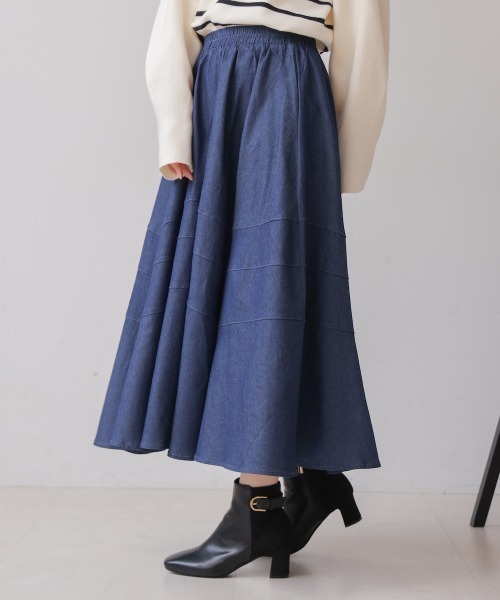 Bou Jeloud（ブージュルード） デニムスカート 切替フレアデニム