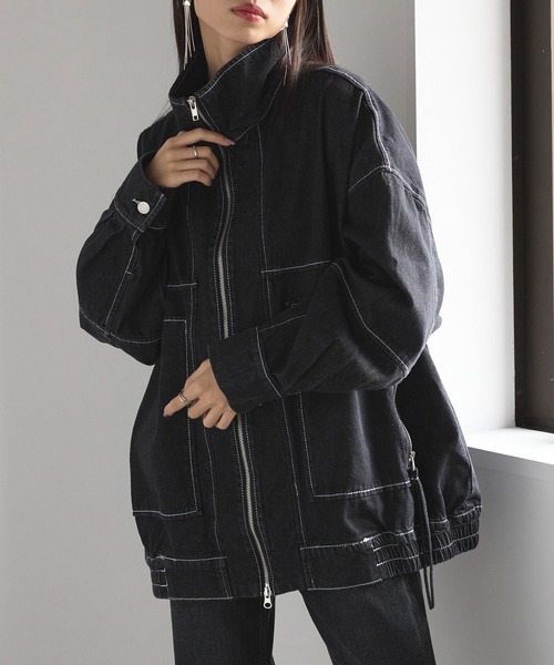 ブルゾン アウター 「MAISON BREEZE」デニムWジップスタンドブルゾン　DTK レディース