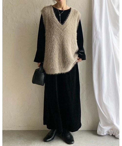 She's Closet ワンピース 長袖ボリュームスリーブロング丈バック