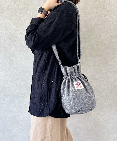 ラタン柄✿巾着型バッグ BAYBLO ショルダーバッグ バッグ (KS)キラキラ巾着ショルダーバッグ