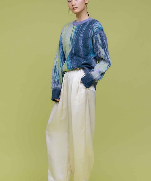 最終価格　Mohair Mix Design Knit モヘア混　デザインニット Spielio】Mohair-like fringe design knit/モヘアライクフリンジ