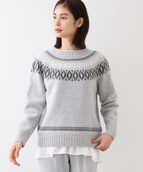 ニット セーター 「フェアアイル柄／ラメ／無縫製」ゆるシルエットニット レディース