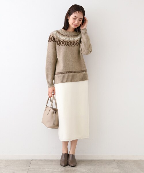 ニット セーター 「フェアアイル柄／ラメ／無縫製」ゆるシルエットニット レディース INDIVI ニット セーター 「フェアアイル柄／ラメ／無縫製」ゆる