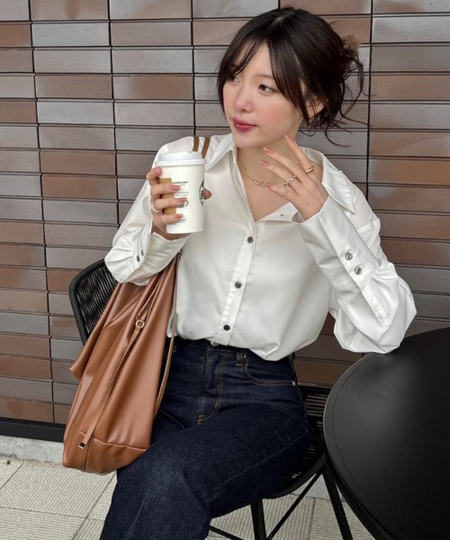 ブラウス シャツ rib long design shirt （リブロングデザインシャツ
