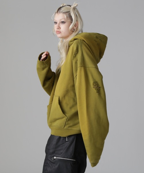 パーカー WHITELAND/ホワイトランド/VINTAGE DAMEGE HOODIE レディース メンズ WHITELAND パーカー WHITELAND/ホワイトランド/VINTAGE DAMEGE