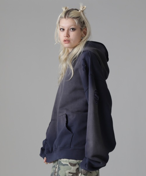 パーカー WHITELAND/ホワイトランド/VINTAGE DAMEGE HOODIE レディース メンズ WHITELAND パーカー WHITELAND/ホワイトランド/VINTAGE DAMEGE