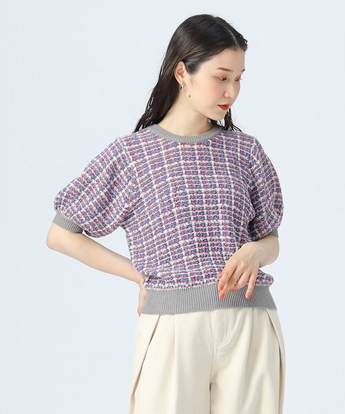 beams heart ニット BEAMS HEART（ビームス ハート）バイカラー 総針 ニットプル