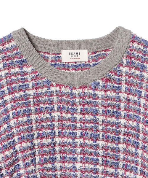 ニット セーター カラフル チェック ニット レディース BEAMS HEART ニット セーター カラフル チェック レディース