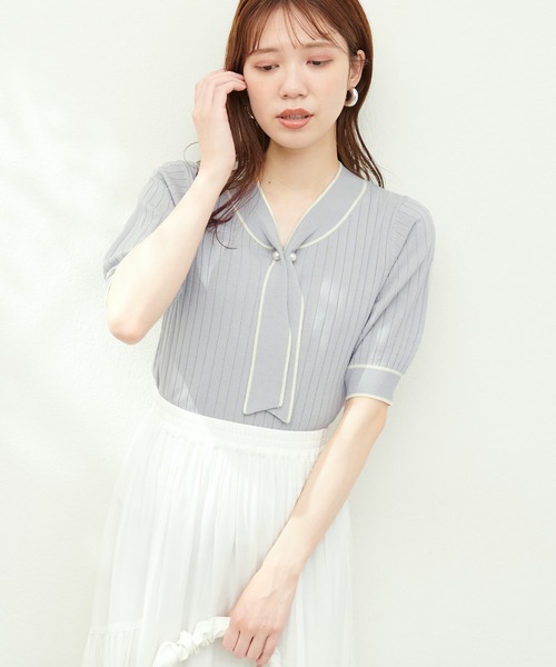 ニット セーター パール付きボウタイニット / 1215170512 レディース パール付きボウタイニット | PROPORTION BODY DRESSING