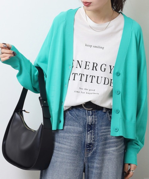 EGLANTINE カーディガン Vネック 薄手 長袖ニットカーディガン