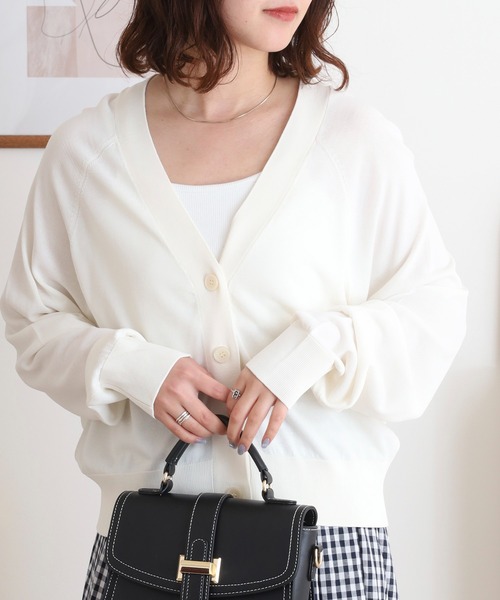 EGLANTINE カーディガン Vネック 薄手 長袖ニットカーディガン