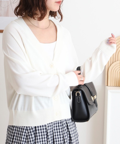 カーディガン EGLANTINE Vネック 薄手 長袖ニットカーディガン レディース EGLANTINE カーディガン Vネック 薄手 長袖ニットカーディガン