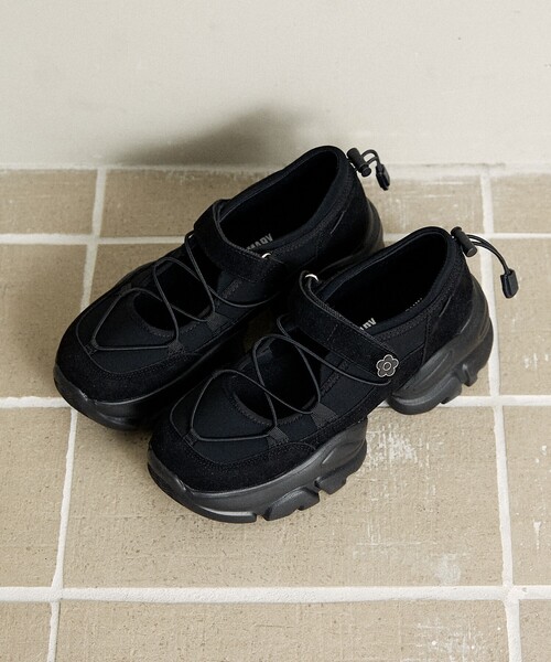 MARY QUANT × PUBLUX バレエ　スニーカー　ブラック　23.5 PUBLUX スニーカー MARY QUANT × PUBLUX/マリークワント クロス