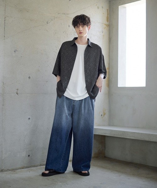 タンクトップ リップルプリーツレイヤードノースリーブ/タンクトップ