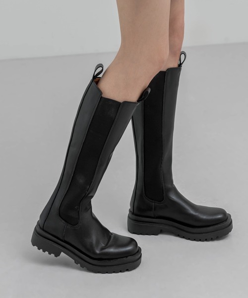 「FOLLOWIN」 ロングブーツ 24.0cm ブラック レディース_画像4