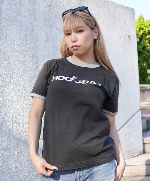 tシャツ ENAコラボTシャツ リンガーロゴtシャツ 綿100% リンガーT カットソー 半袖 レディース メンズ