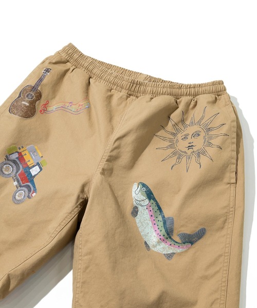 go slow caravan パンツ ストレッチツイル 断ち身プリント