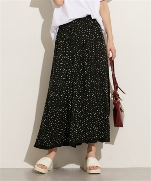クリーム色 スプライス ニット 膝丈スカート フリンジ付き エプロン 新品タグ付 44138 Knit Dress 