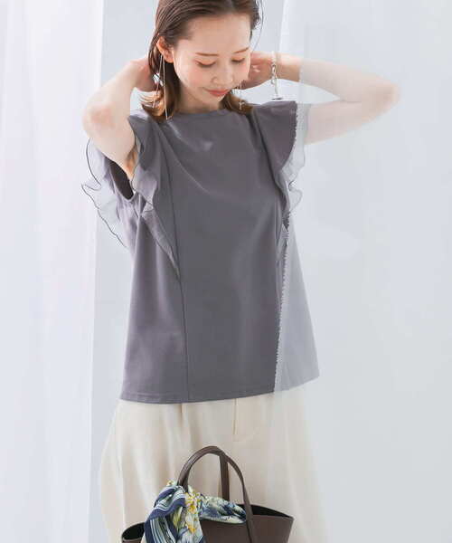 tシャツ シアードッキングフリルスリーブTシャツ レディース tシャツ シアードッキングフリルスリーブTシャツ レディース