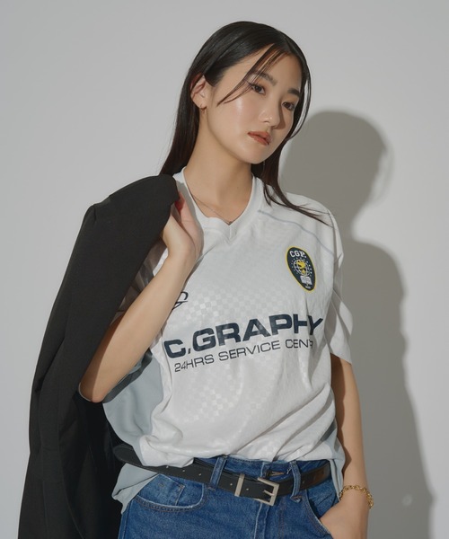 [CODEGRAPHY]24H Vネック マンツーマンTシャツ_WHITE★在庫あり codegraphy tシャツ 「日本限定商品」 24H TRACK OVER FIT V