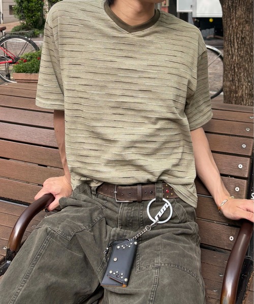tシャツ 「EPNK」V-neck border tee / Vネックボーダーtee
