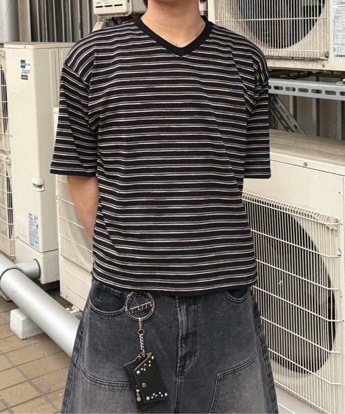 tシャツ 「EPNK」V-neck border tee / Vネックボーダーtee メンズ