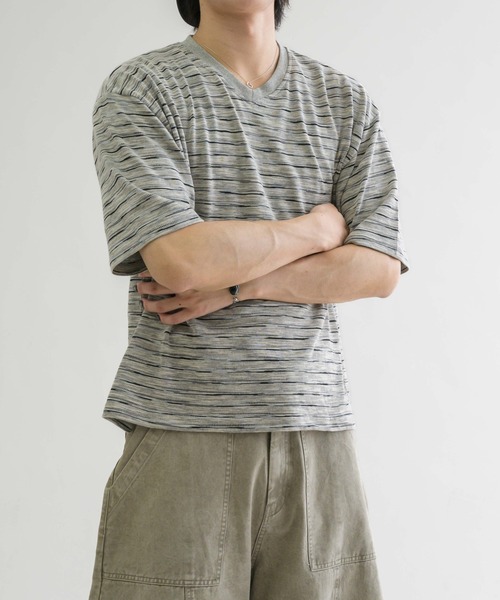 tシャツ 「EPNK」V-neck border tee / Vネックボーダーtee