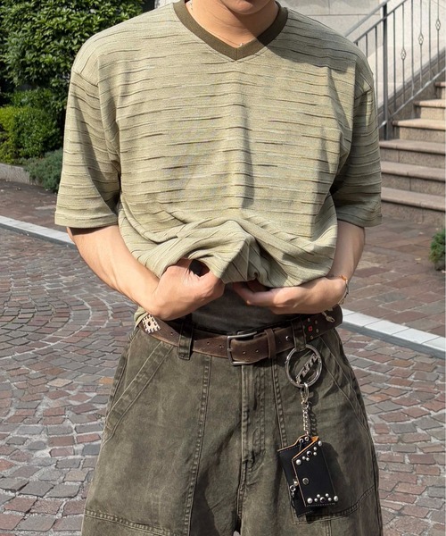 tシャツ 「EPNK」V-neck border tee / Vネックボーダーtee メンズ