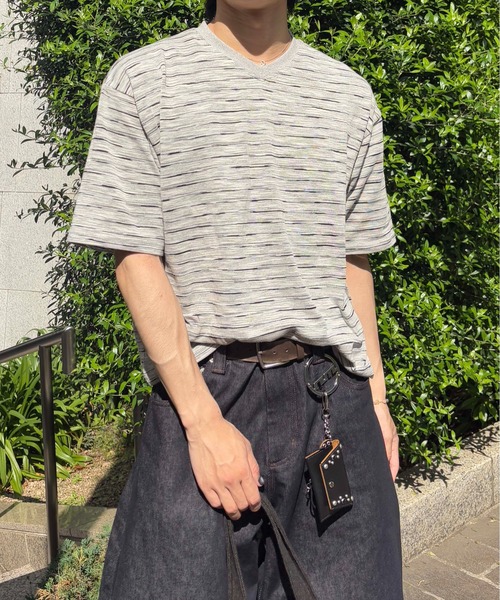 tシャツ 「EPNK」V-neck border tee / Vネックボーダーtee メンズ