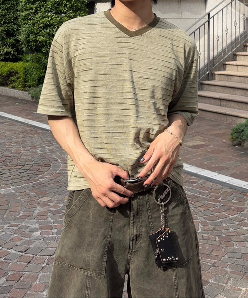 tシャツ 「EPNK」V-neck border tee / Vネックボーダーtee メンズ