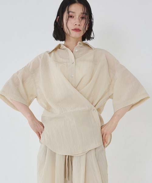 ブラウス シャツ ワッシャー加工 2WAYシャツ レディース