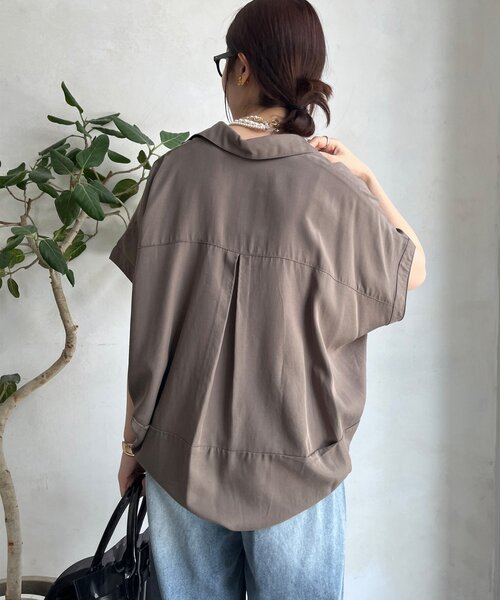 DouDou ブラウス シャツ リヨセルツイルスキッパーシャツ