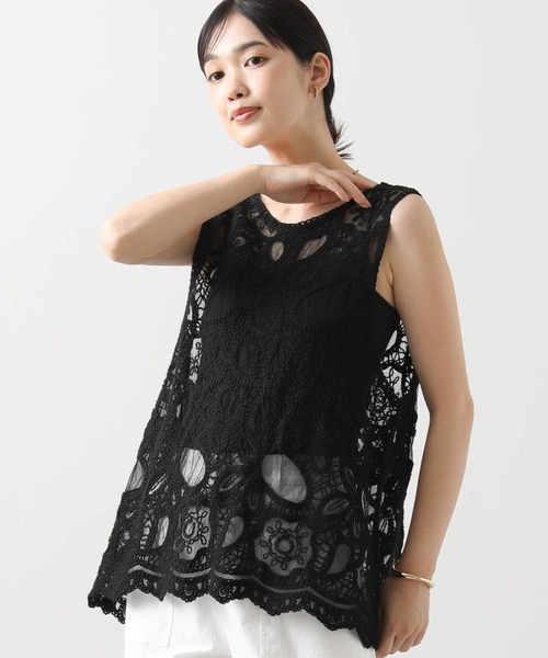 2WAYガーリーベスト ブラックレース 予約】刺繍レース2WAYリボンベスト / ブラック (7月下旬発送予定