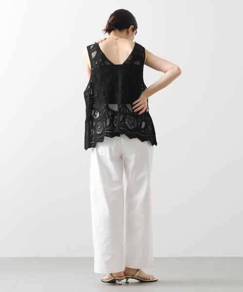Greedy Brilliant 黒 レース ベスト　グレイディブリリアン Gready Brilliant ベスト ジレ 刺繍レース2WAYベスト