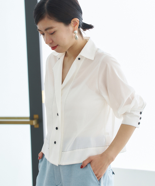 「VERMEIL par iena」 7分袖シャツ FREE ホワイト レディース
