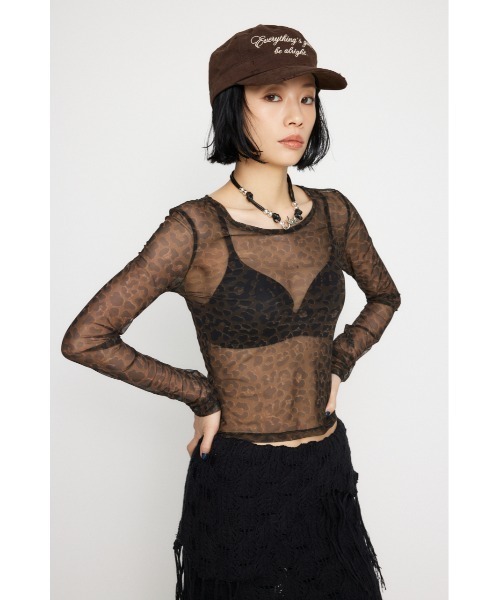LAGUA GEM Tシャツ　レオパード LAGUA GEM tシャツ LEOPARD SHEER トップス レディース